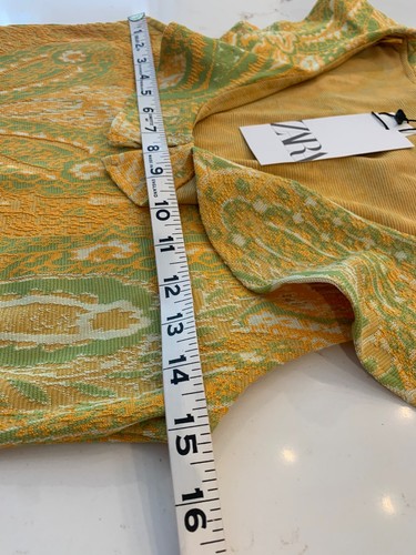 Blusa Zara taglia grande jacquard stampa paisley volant scollo a scoop top NUOVA - Foto 5 di 14