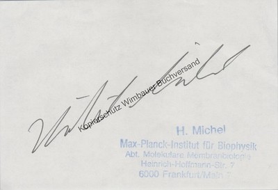 Original Autograph Hartmut Michel  Nobel Price Chemistry 1988 /// Autogramm Auto
