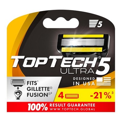 TopTech ULTRA 5 Razors for Men - Replaceable Cartridges for Manual Shaving Razor