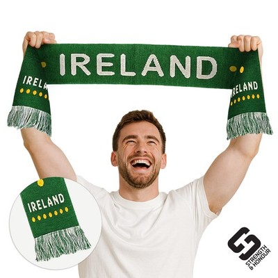 Irland doppelt gestrickter Schal - irischer Erwachsene Supporter Rugby Fußball hochwertig