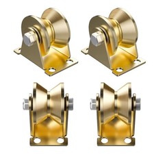 4 Pcs V-Shaped Groove Pulley Wheels, Small Pulley Block with Bracket, Steel