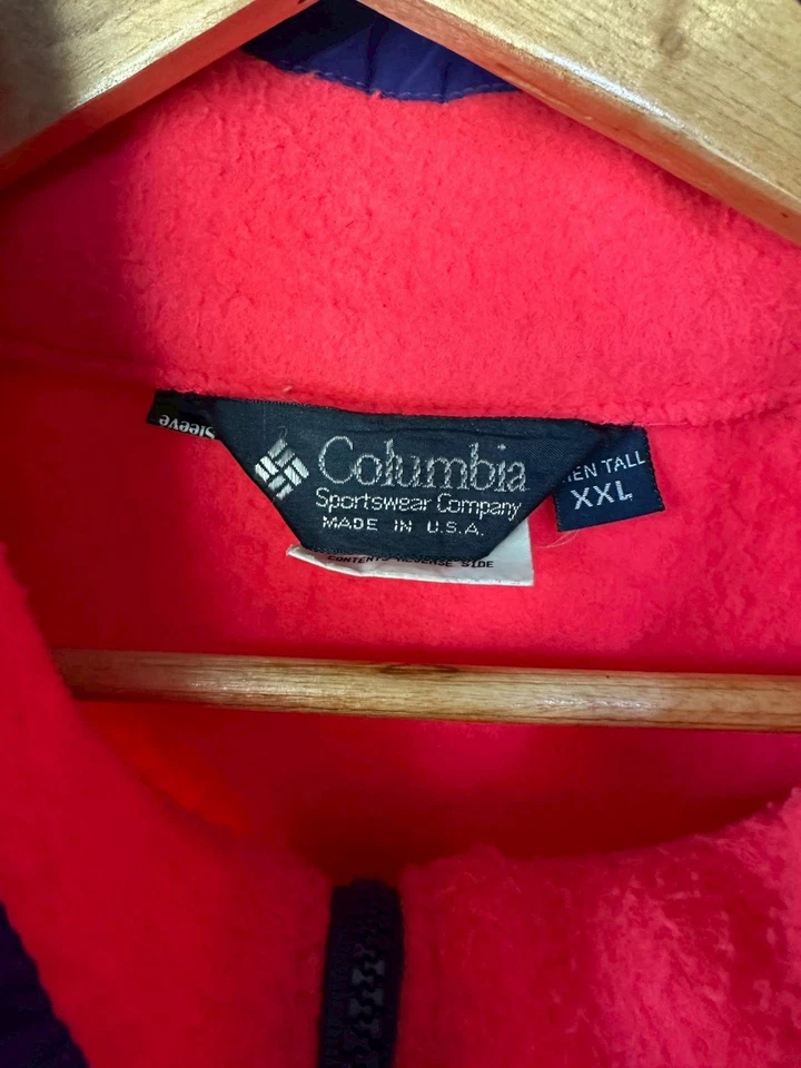 Vtg 90 Columbia Hot Pink Fleece Ski Party Jacket Mens XXL Retro Skiing Coat Read - Image 2 of 4