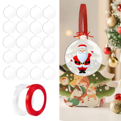 20x Acrylic Ornaments Circles with 2 Ribbons for Crafts Name Plates Engraving - Picture 1 of 10