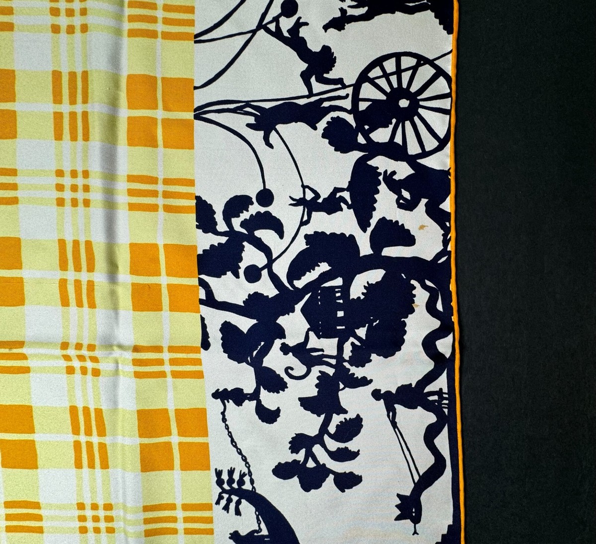 Foulard En Soie MOSCONI Como Vintage - Marron - 84x88 Cm - Occasion