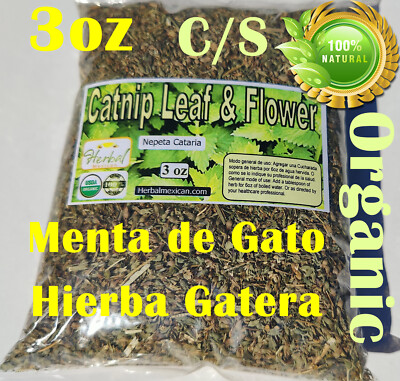 Catnip Leaf c/s (Nepeta cataria), Catnip herb/tea, Hierba del gato organica 3oz!