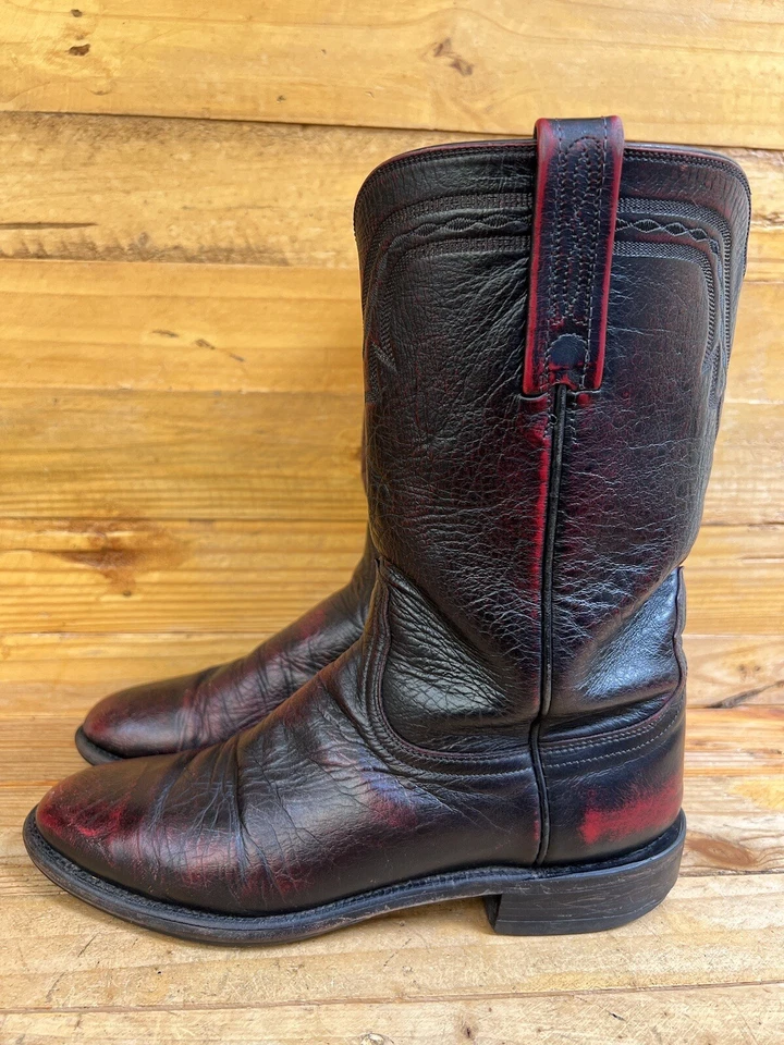 Botas de Vaquero Lucchese 2000 Marrón Oscuro Cuero Occidental Talla US 8 D Foto 4 de 4