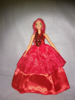 Barbie Curvy Kleid Rot Prinzessin Ballkleid Puppen Kleidung Brautkleid #09