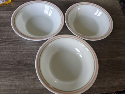 CORELLE PEACH FLORAL CEREAL SOUP BOWLS GENTLY USED CONDITION x 3 FREE USA SHIP