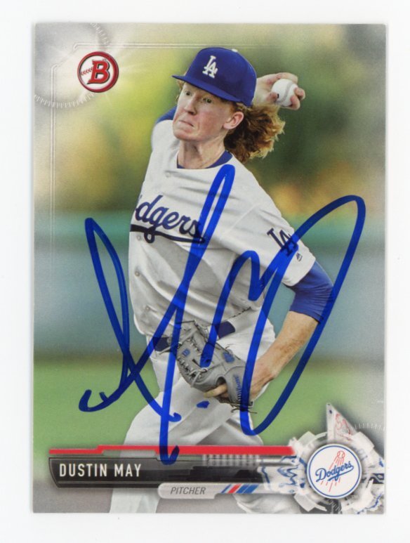 Dustin may bowman ドジャース　ダスティン　メイauto サイン SIGNED BASEBALL CARD AUTO BOWMAN 2017 DUSTIN MAY LOS ANGELES
