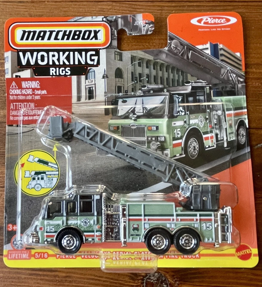 2024- Matchbox Working Rigs Pierce Velocity Ariel Platform Fire Truck -Green - Image 4 of 4