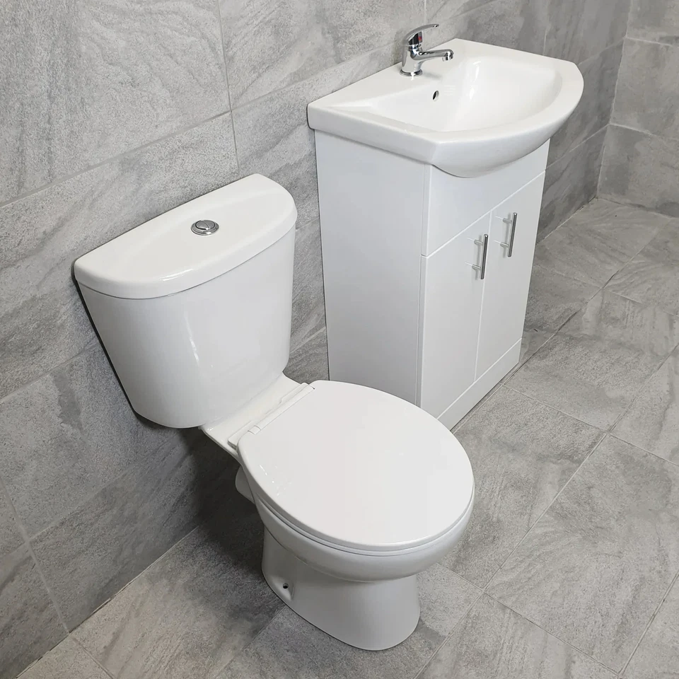550mm Bathroom Vanity Basin Sink Unit and Toilet Suite Set Ensuite Cloakroom
