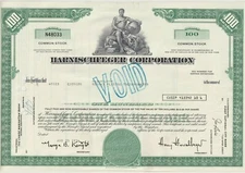 Harnischfeger Corporation Stock Certificate 