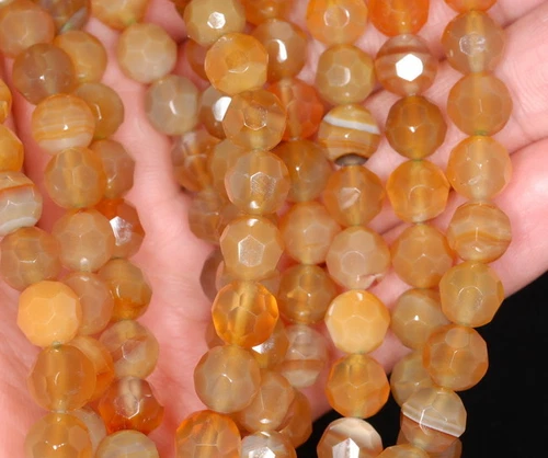 CUENTAS SUELTAS REDONDAS FACETADAS PIEDRAS PRECIOSAS DE ÁGATA CORNALINA DE 8 MM 7,5 pulgadas - Imagen 4 de 4