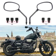 Motorcycle Rear Side Mirrors Rearview Black Oval For Yamaha Bolt XSR700 XSR900