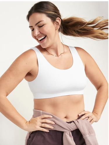 Old Navy Active Women's Go-Dry Light Support Sports Bra White L Back Scoop NWT