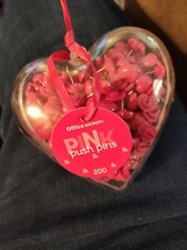 Pink Heart Shaped PUSH PINS Bulletin Cork Board TACKS School Supplies Desk NEW 