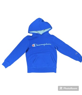 Champion Sweater Boys Small Blue White Spell Logo Sweatshirt