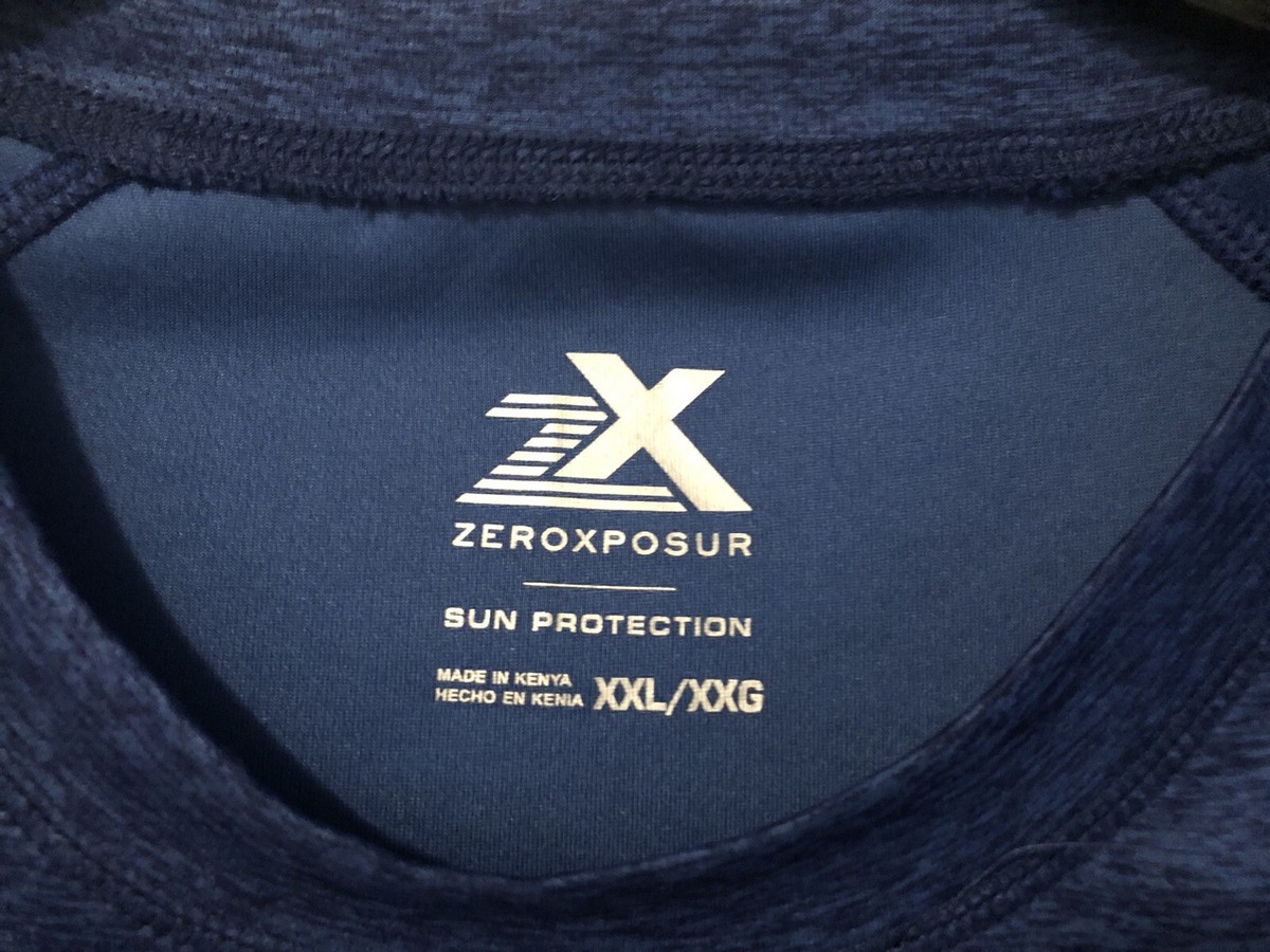 Men's ZX Dark Blue Navy ZEROXPOSUR UPF Sun Protection 50+ Top XXL