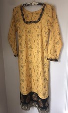 Indian Pakistan Long Cotton Sunshine Yellow Embellished Kameez Pakistani Kurti