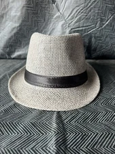 Paper Straw Hat Fedora Adult Grey