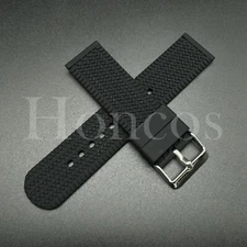18 20 22 MM Tire Silicone Rubber Watch Band Strap quick release Fits Tudor Black