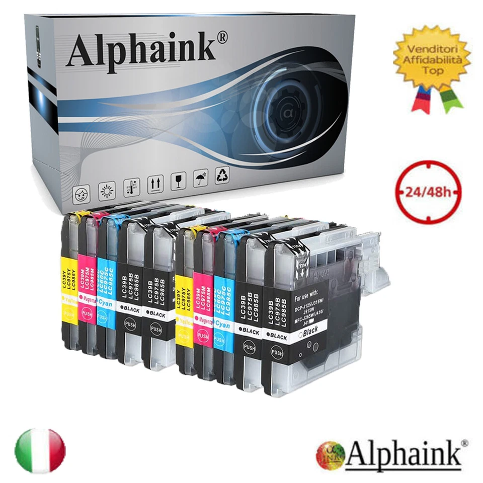 ALPHAINK 10 CARTUCCE COMPATIBILI LC-985 PER STAMPANTE BROTHER DCP J140W