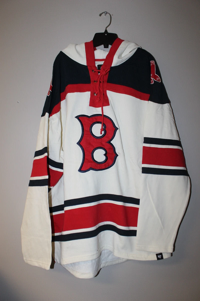 New MLB Boston Red Sox old time jersey style mid weight cotton hoodie  men's L