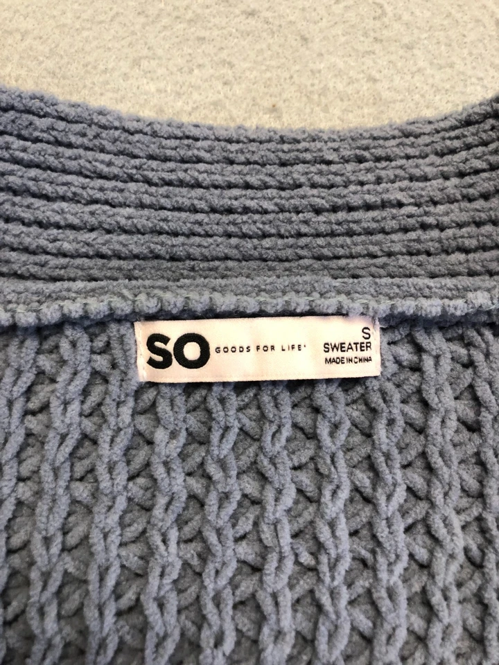 SO Cárdigan Mujer Pequeño Azul Suave Frente Abierto Tejido Túnica Largo Suéter Informal Foto 3 de 4