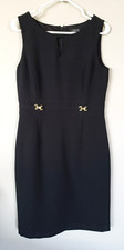 Women's Arthur S Levine Tahari Black Sheath Dress Size 8 Gold Detail at Waist