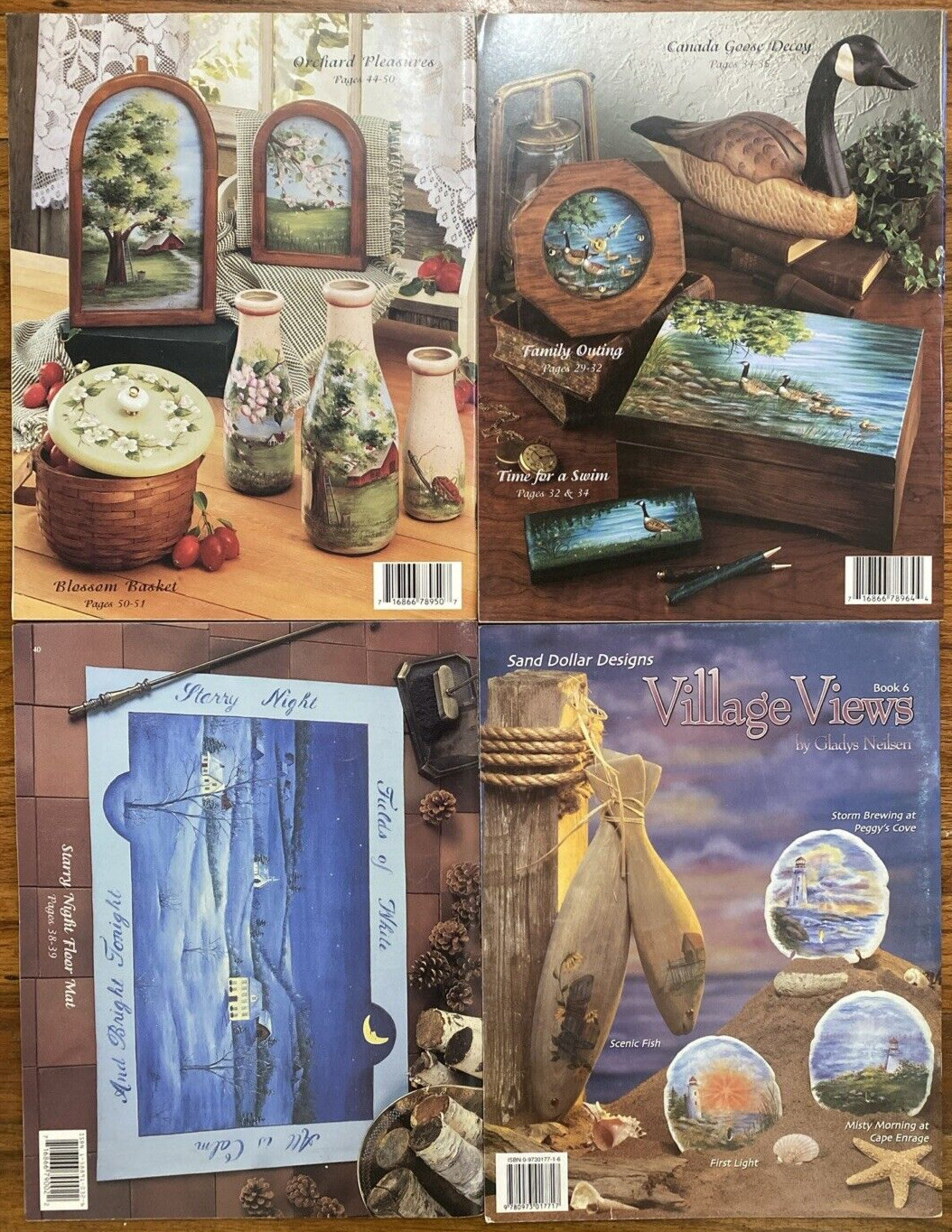 Lot of 4 Village Views by Gladys Neilsen Tole Painting Magazines Viking Folk Art