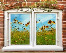 3D Flower Field A703 Window Film Print Sticker Cling Stained Glass UV Zoe