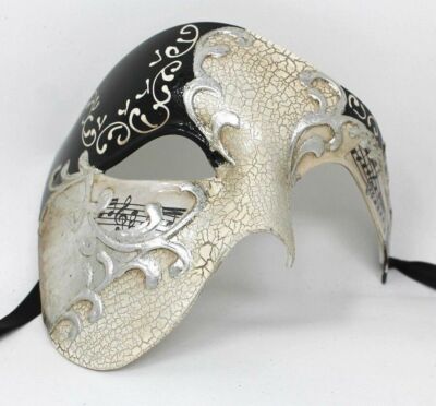 Phantom der Oper Maskerade Maske schwarz & silber Musiknoten Halloween