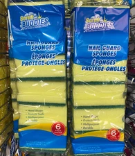 12 Scrub Buddies Nail Guard Sponges TWO 6 packs Yellow Green Sponge