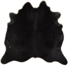 KUHFELL STIERFELL SCHWARZ GEFÄRBT ca. 200 x 180 cm RINDER FELL TEPPICH