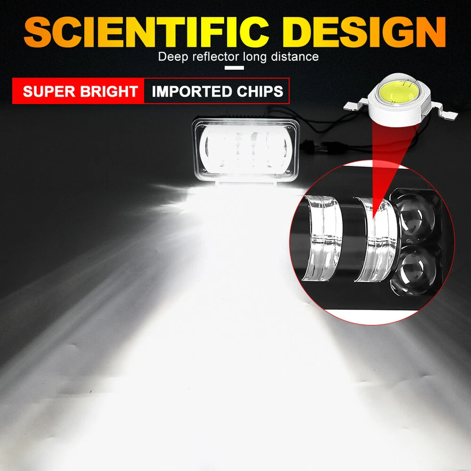 4pcs 4x6" Led Hi/Lo Beam Headlights DRL for Kenworth Peterbilt Western Star 4900 - Image 3 of 4