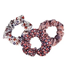 Handmade Women's Scrunchie Cotton Fabric New - Set of 3 - Red, White, Blue
