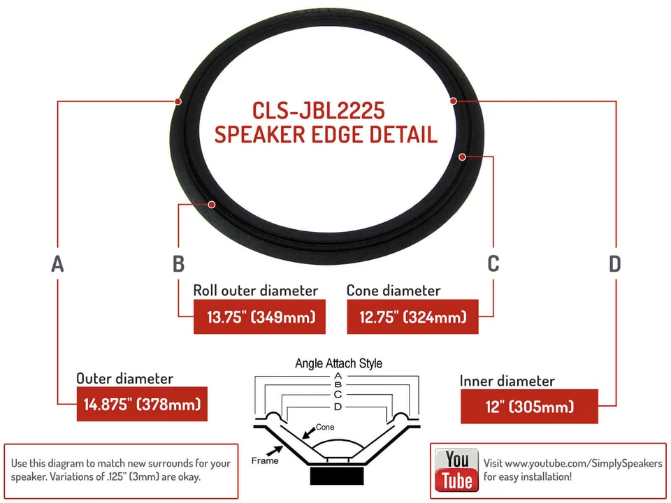 Kit de reparación de altavoces envolventes de tela JBL D140F D140F-2 D140F-6 D140R CLSK-JBL2225 Foto 2 de 4