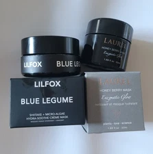 New Box 1.7oz LILFOX Blue Legume +1.7oz LAUREL SKIN Honey Berry Mask $169 50%off
