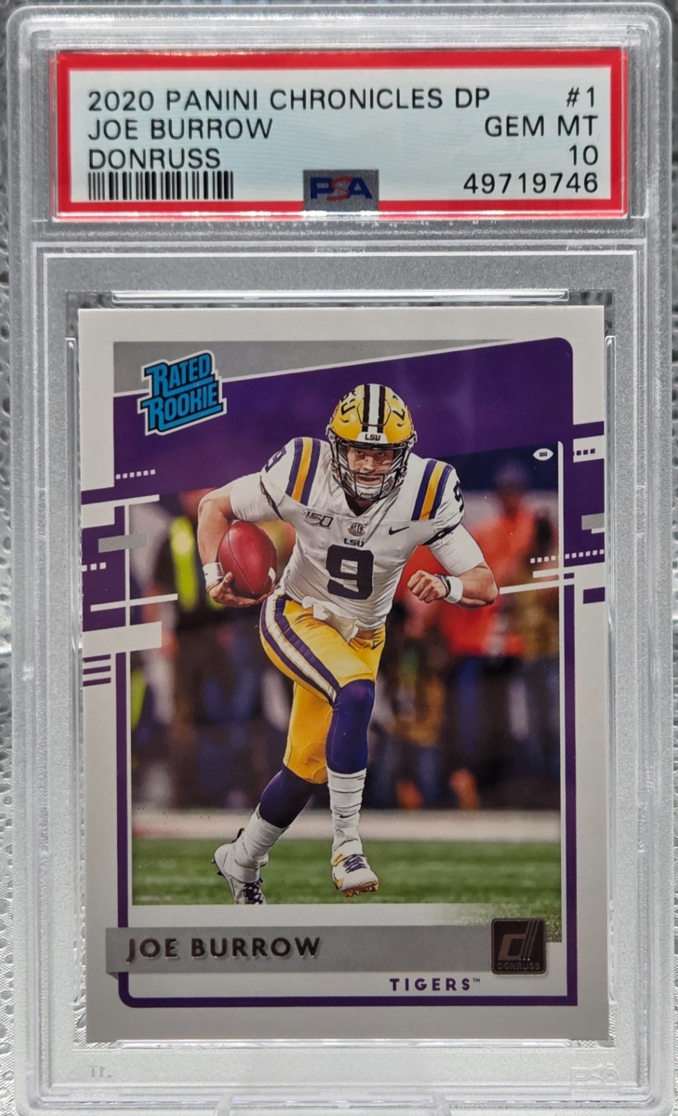 2020 Donruss Bengals Star ~ JOE BURROW Rookie RC Football Card PSA 10 GEM MINT