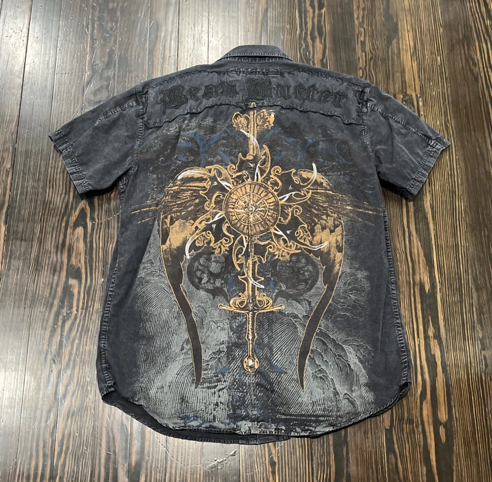 Camisa Brad Butter Bedazzled Hombre Grande Gris Oscuro Algodón  Foto 4 de 4