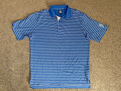 Footjoy FJ Blue Pinstripe TPC Valencia Golf Polo Size Large