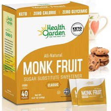 Health Garden Monk Fruit Sweetener, Classic Sugar Substitute 40 Count Packe...