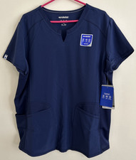 Scrubstar Antimicrobial XL Women's Blue Indigo Scrub Top V Neck Performance New