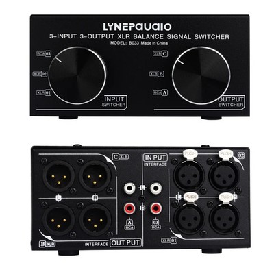 3 Input To 3 Output Fully Balanced XLR Signal Passive Stereo Selector Switch Sw