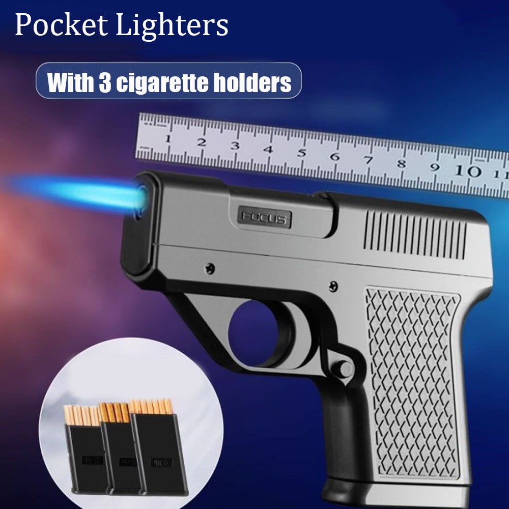 1-5pc Unique Butane Cigarette LIGHTER&CASE Adjustable Jet Torch Flame Pistol Gun