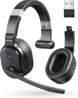 TECKNET Bluetooth Kopfhörer Over Ear Dual Noise Cancelling 3 EQ Modus USB Dongle