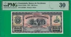 Guatemala Banco de Occidente 100 Pesos 1921, S183a, PMG VF *30*, only one @ebay!