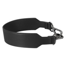 16 Inch Leather Purse Strap, Plain Pattern with Black Buckle, Black