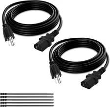 Elecan 3-Prong Replacement Power Cord 10 Ft/2 Pack, Heatproof Flexible Durable A