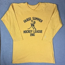 Vintage 80s Fargo Summer Hockey League 1981 Long Sleeve Shirt North Dakota